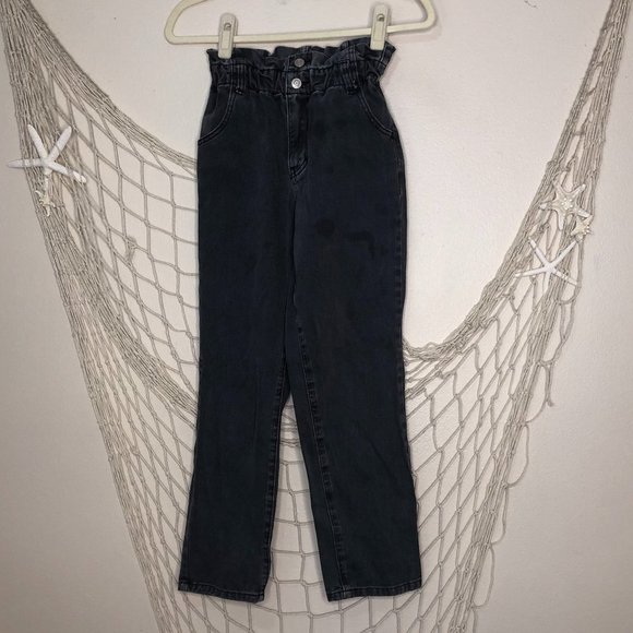 PacSun Denim - PACSUN Womens Faded Black Paper Bag Waist Mom Jean 23